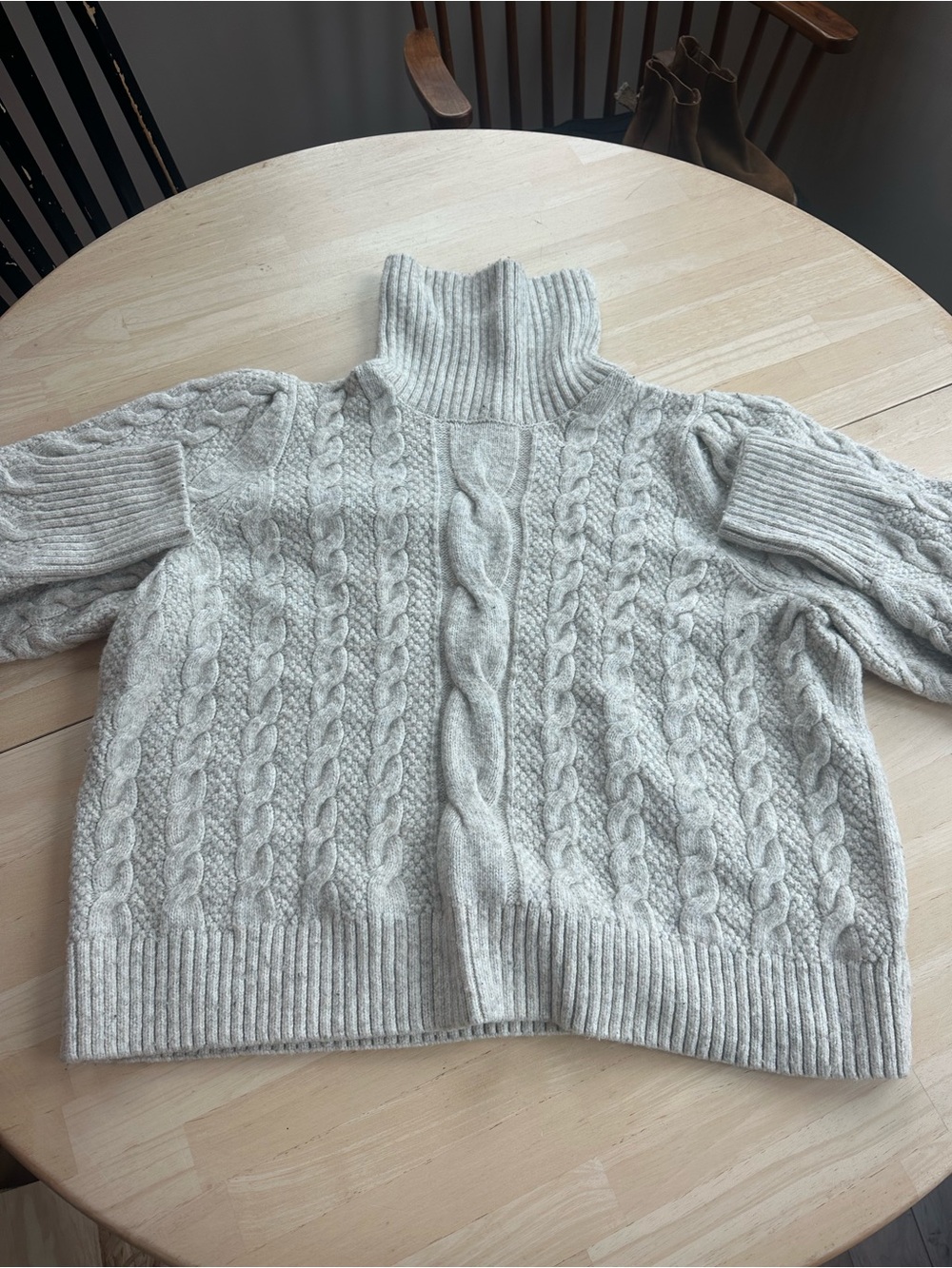 Chunky Cable Turtleneck Sweater - Cream